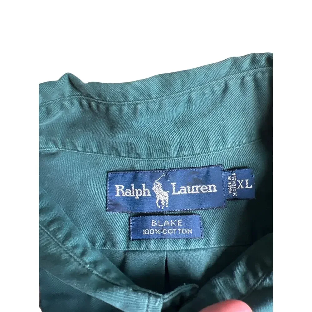 Vintage Polo Ralph Lauren Green Shirt Mens XL 100% Cotton